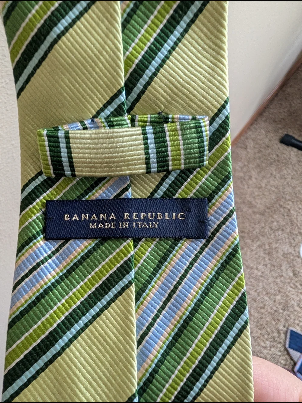 Banana Republic Italy Striped Silk Cotton Tie | Chartreuse Green‎ Multi